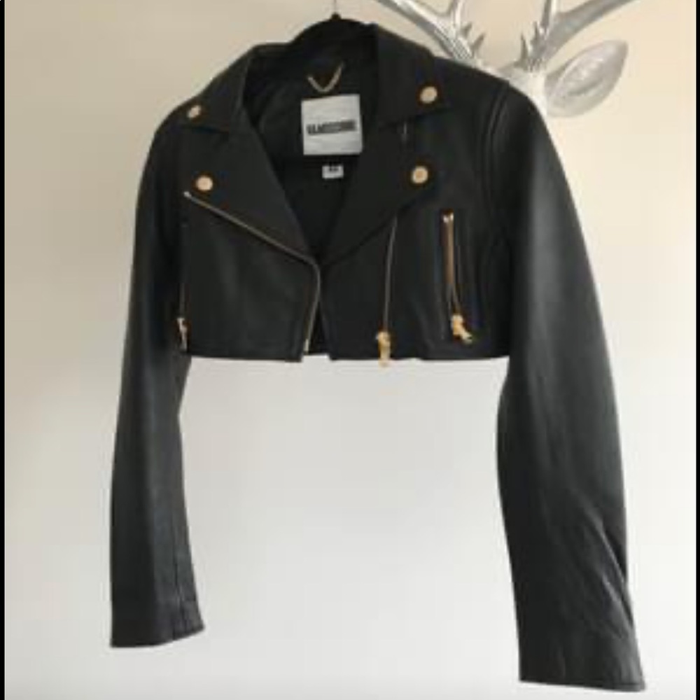 Moschino for H&M size xs leather cropped jacket.